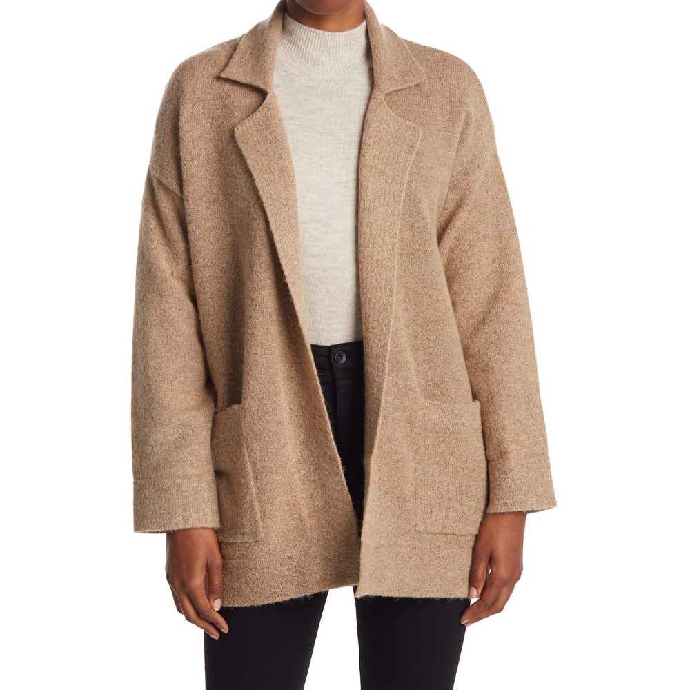 Thread & Supply Camel Tan Open Front Sweater Cardigan Coat Minimalist Size Large